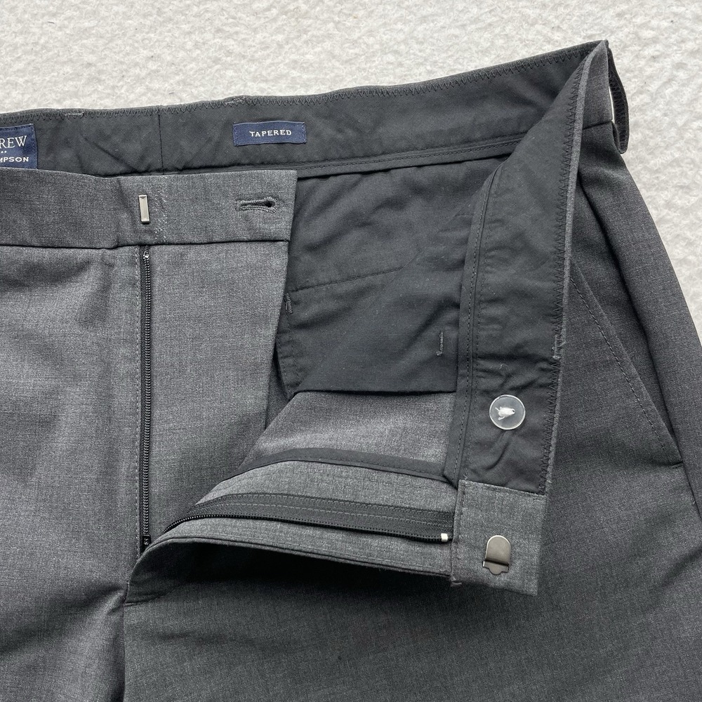 J. Crew Thompson Dress Pants Mens 38x30 (Tag 36) Wool Blend Gray Tapered Stretch - Picture 6 of 16